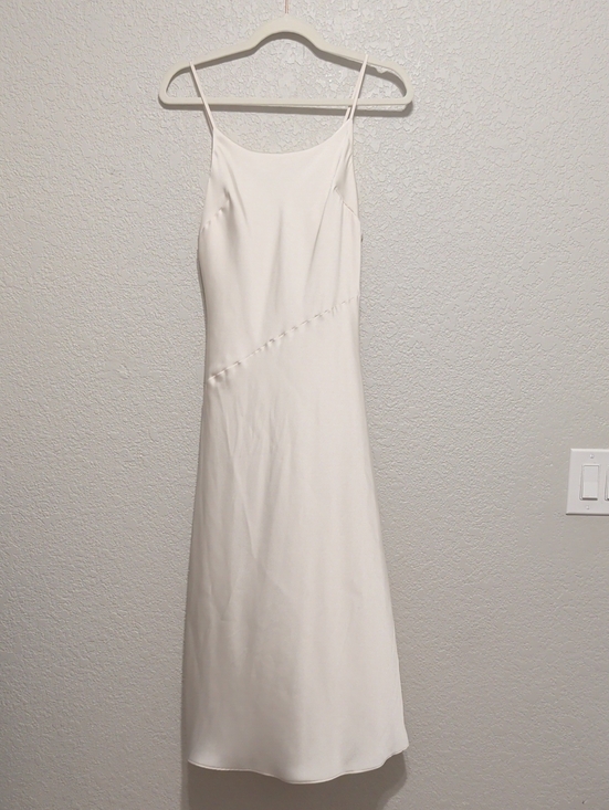 Express Dresses & Skirts - Express ivory cream satin sleeveless midi slip dress